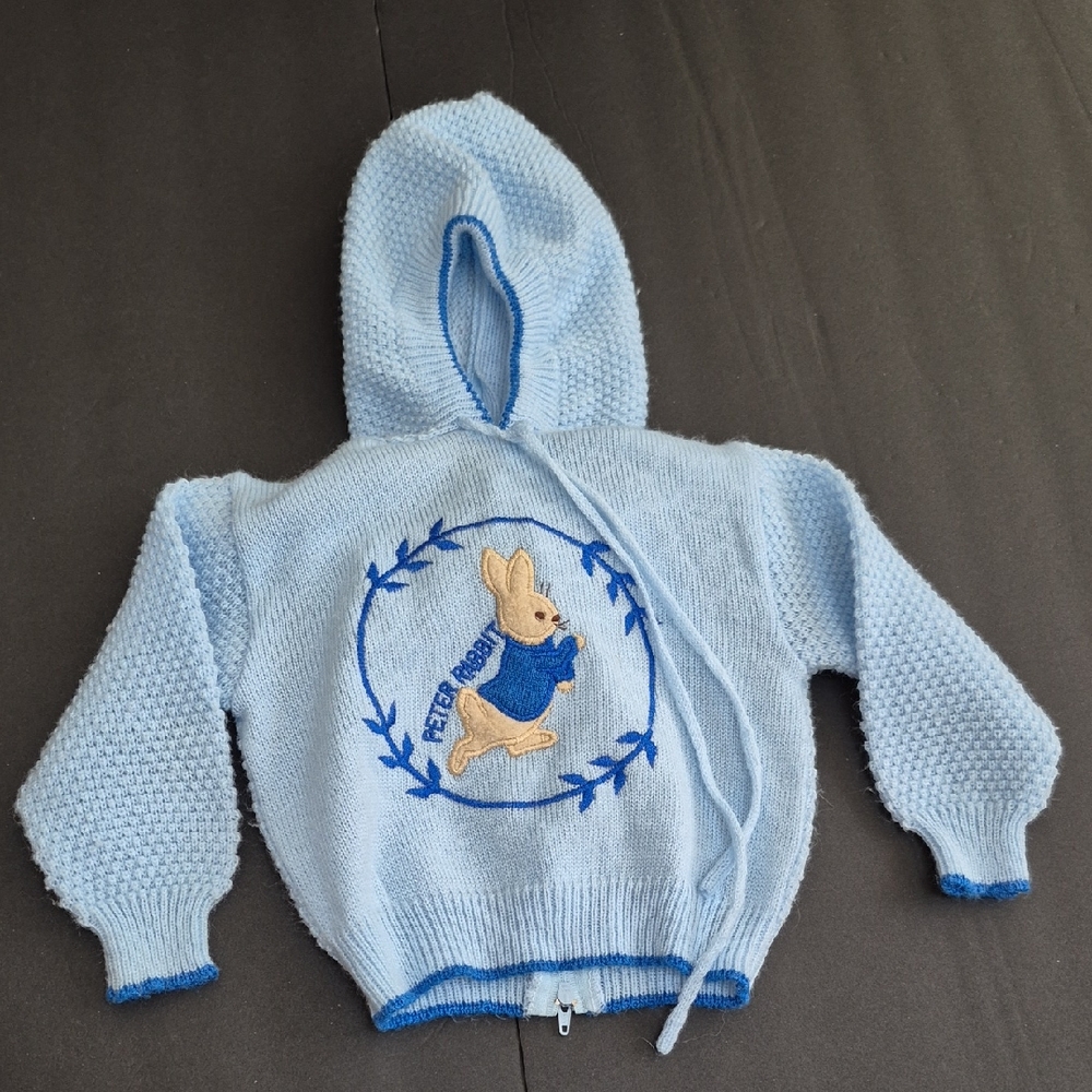 Vintage Quiltex Acrylic Peter Rabbit Baby Kids Sweater 12M